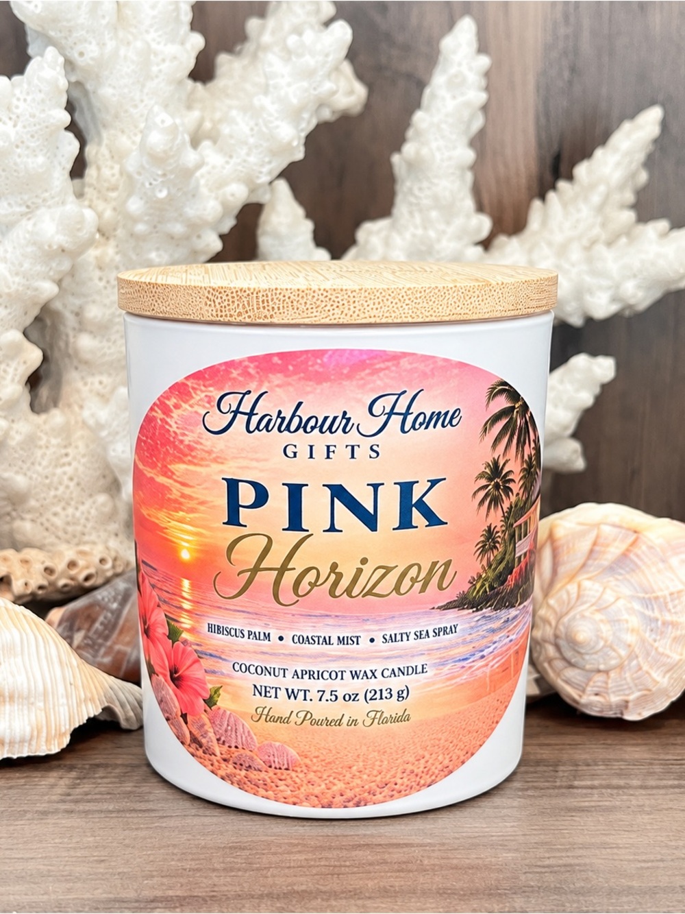 Harbour Home Gifts Pink Horizon Coconut Apricot Candle 7 oz